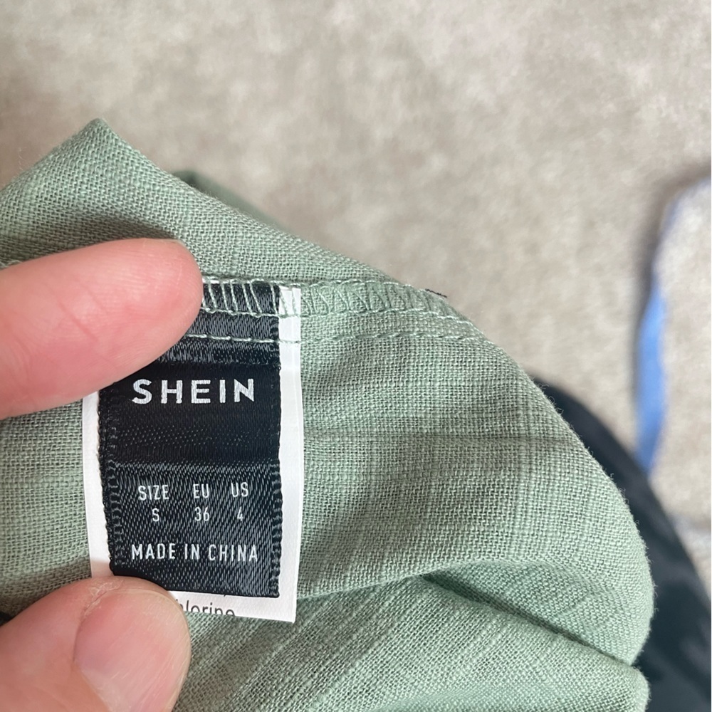 Shein cotton blend play suit beach cover up sage green NWOT small - Picture 6 of 8